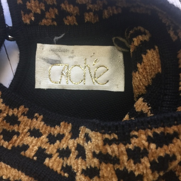 CACHÉ Black & Golden Chenille Animal Print Sweater - Picture 4 of 6